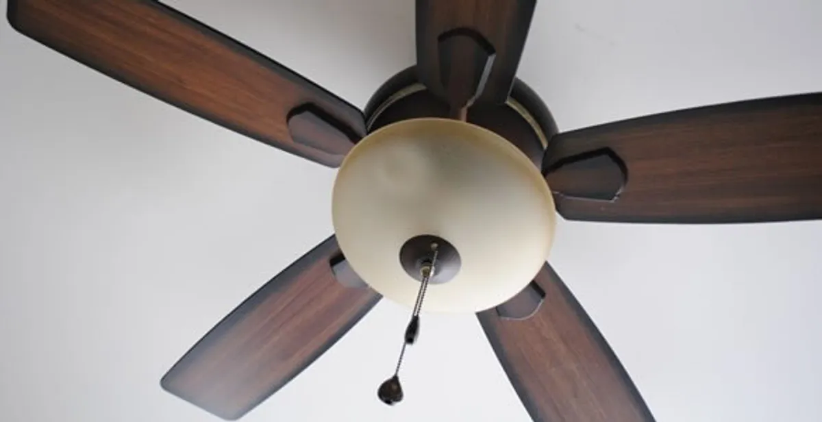 Fully installed ceiling fan with balanced blades and light fixture in Cleveland, OH